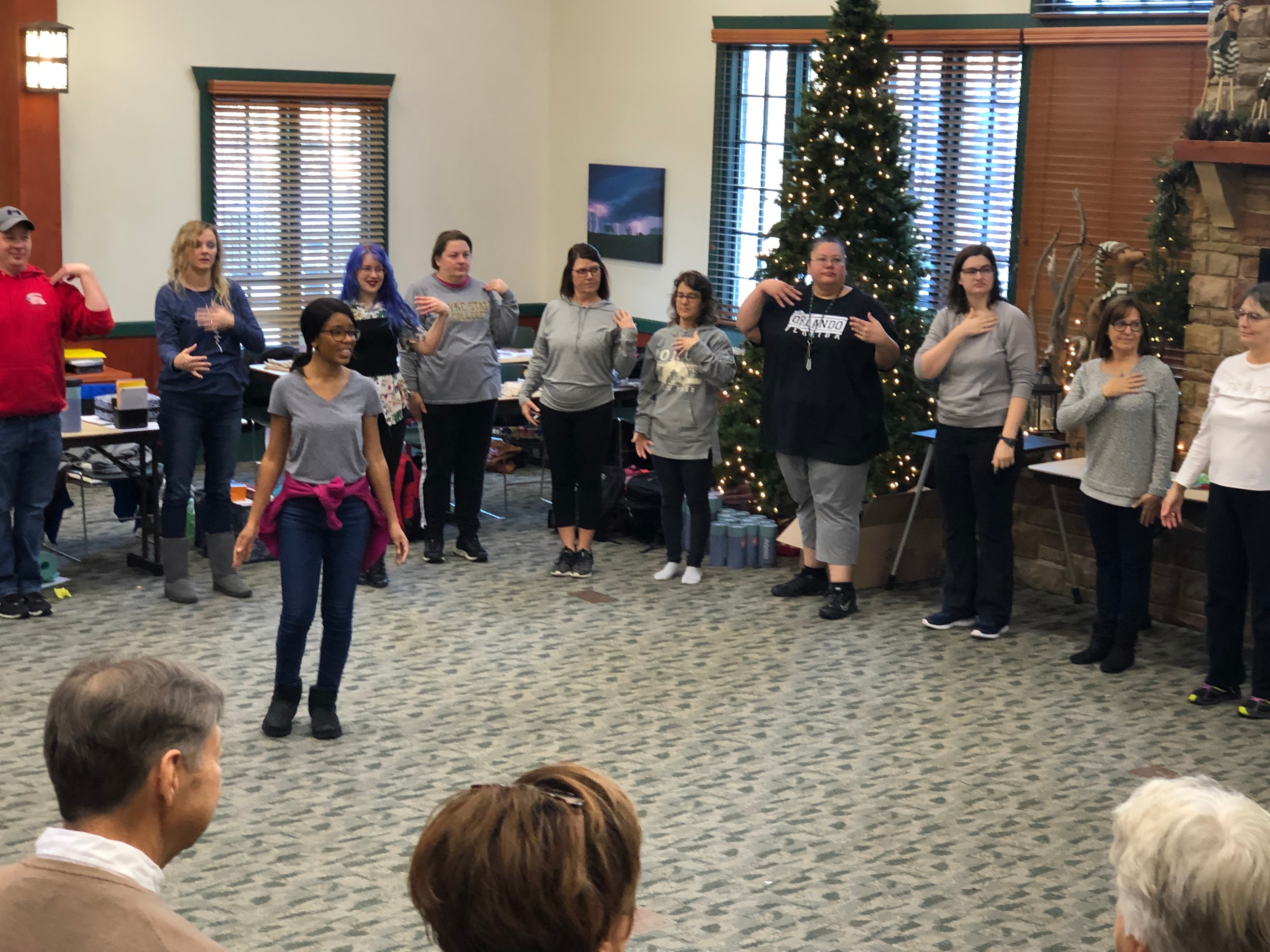 Team building workshop with holiday decorations