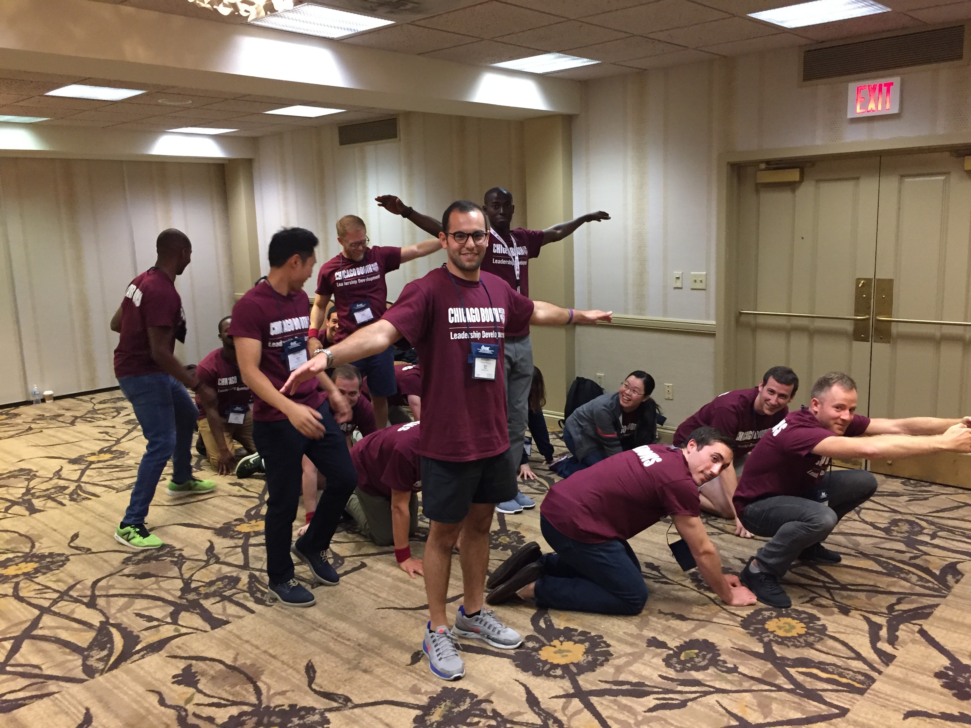 Team building exercise in conference room